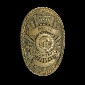 Baron Buckle Solid Brass‎ Police Department Belt Buckle 1979 Vintage Taiwan Made